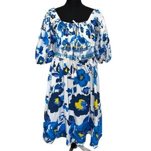 Plenty by Tracy Reese Size XL Off-The-Shoulder‎ Puff-Sleeve Smocked Dress